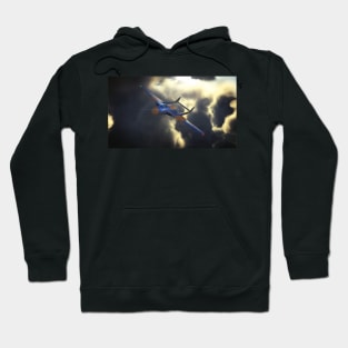 de haviiland Vampire breaking through the clouds at dusk Hoodie